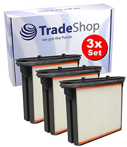 3x Trade-Shop Polyester-Faltenfilter Nassfilter Kassette Kartusche kompatibel mit Starmix ISC L-1650 TOP, ISC Batrix L 36-18V, M 36-18V Staubsauger