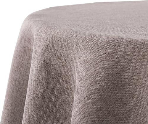 Decomira Bordsduk Vattenavvisande Linnelook - Fläckskydd, Tvättbar - Trädgårdsduk Utomhus, Dukmatbord - Brun Taupe - 200 cm Runt