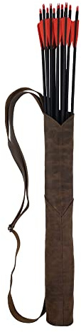 Valhalla Gear, Classic Archery Back Quiver with Adjustable Shoulder Strap, Rustic Bag for Arrows, Shooting and Training Accessory, Full Grain Leather, Handmade, Bourbon Brown
