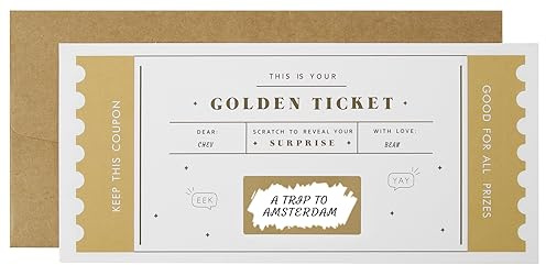 CJ&M The Golden Ticket | Scratch & reveal surprise ticket, Golden ticket, Scratch Card, Surprise holiday, Gift reveal, Surprise gift