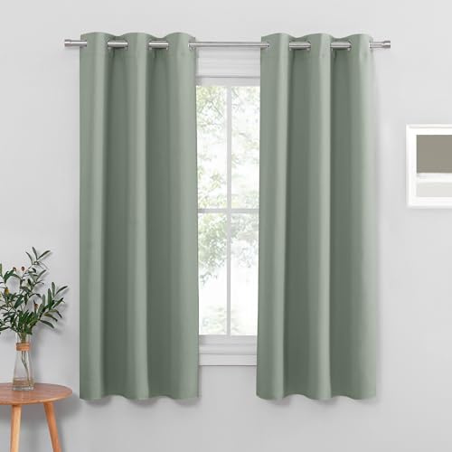PONY DANCE Tende Corte per Finestre con Anelli Verde Salvia Tenda Cameretta Bambina Curtains Camera da Letto Moderne Oscuranti per Interni 2 Pezzi L 106 x A 158 cm