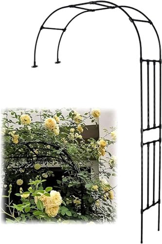 MISKYN Halber Gartenbogen, Rosenbogen Aus Metall Für Kletterpflanzen, Halbbogen, Breite 120 cm, 150 cm, 180 cm, Wetterfestes Torbogen Rankhilfe Rankgitter, Einfache Montage,Schwarz,240 * 240cm