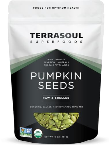 Terrasoul Superfoods Organic Pumpkin Seeds, 16oz - Raw, Unsalted, Superfood for Snacking & Salad Boost