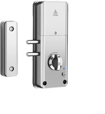 Emiif Verrou de porte connecté sans clé pour Tuya Invisible - Déverrouillage de carte/déverrouillage par application pour porte d'entrée, maison, bureau, appartement pour (tuya lock argenté)