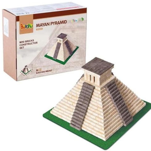 Buroku - Kit di Costruzione Tempio Maya | 750 Pezzi | Mattoni di Pietra | Promuove l'Apprendimento STEM e le Abilità Motorie | Per Bambini e Adulti | Guida Passo a Passo | Include Colla
