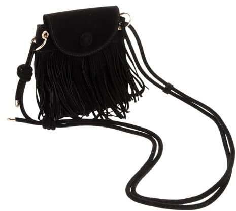 VALICLUD Fransentasche umhängebeutel schulterbeutel Vintage-Geldbörse mit Fransen Handtaschen mit Fransen für Damen Umhängetasche schwarze Handtasche Boho-Geldbörsen für Damen PU-Leder