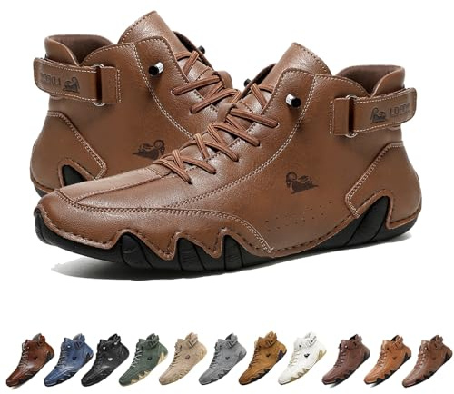 Bottes hautes en daim faites à la main en Italie, Beck Shoes Baskets décontractées légères et imperméables for hommes, chaussures pieds nus for hommes for la randonnée et la conduite, bottes Chukka(Co