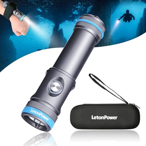LetonPower Tynny-13se taucherlampe Dive Light 2200 Lumen tauchlampe, 6 Modi taucherlampe unterwasser, Schnorcheln Licht mit Akku und Typ-C-Ladung für Tauchen Taschenlampe (Grau)