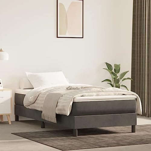 Hovothy Materasso a Molle Insacchettate Mobili per la Camera da Letto Materasso Singolo Materasso Ortopedico Materasso Molle 90x210x20 cm Velluto, Schiuma Bianco e Grigio Scuro