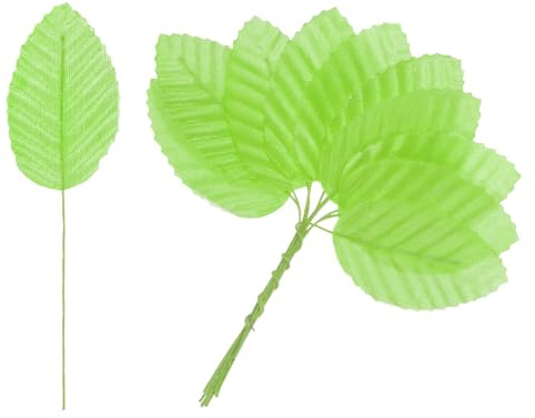 M METERXITY 46-Pack Artificial Silk Leaf with Stem Grass Green