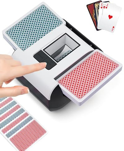 OBLITZON Kartenmischmaschine Elektrische Automatischer Kartenmischer für 1-2 Decks One-Press Auto & Manueller Modus Wiederaufladbar mit 2000mAh Geräuscharm Ideal für Poker UNO Blackjack Skip-BO