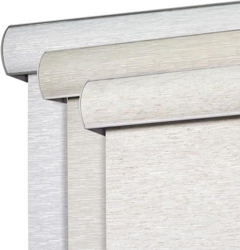 Joydeco Natural Woven Roller Shades for Indoor Windows, Cordless Blackout Blinds with Curved Valance, Thermal Insulated UV Protection Privacy Window Shades for Home and Office (Cream,34 W x 72 H)