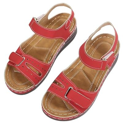 bergxperten Belyra Paris Sandale orthopédique tendance antidérapantes, avec talon compensé/hauts, en cuir synthétique, lanières croisées, fermeture éclair, style bohème, élégantes et tendance