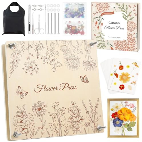 Caydo Large Flower Press Kit for Adults & Teens, 11x11 10 Layers Flower Pressing Kit for Pressed Flowers, Herbs & Leaves, Flowers Bouquet Preservation Kit for Bookmarks, Wedding and Craft Projects