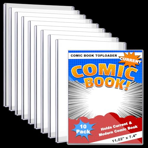 Comic Book Top Loaders 10ct Comic Storage Protector Sleeves Plastic Holder Crystal Clear Protection for Collectors Comic Book Display Rigid Toploaders Magazine Document Holder
