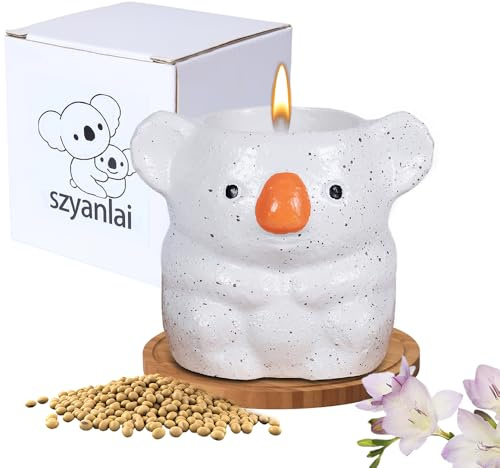 Lovely Koala Scented Candles Gifts for Women | Luxurious Aromatherapy Candle Gift for Her, Unique Birthday Gift for Mum | Christmas Gifts for Women Best Friend, Mum and Wife. Freesia (Large)
