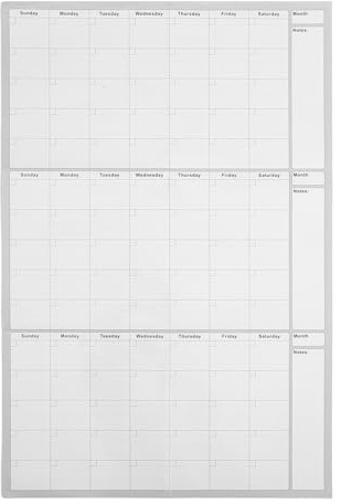 jojofuny Calendrier mural non daté : Grand calendrier mural effaçable à sec 61 x 91 cm - Planificateur vertical 3 mois effaçable - Organiseur mensuel réutilisable pour la maison, le bureau,