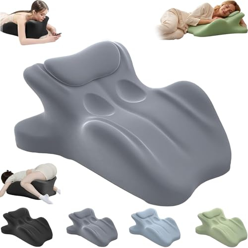 Couples Pillow, Memory Foam Couples Pillow for Intimacy Waterproof Lumbar Support Cushion for Sleeping Reading Relax (Grey)