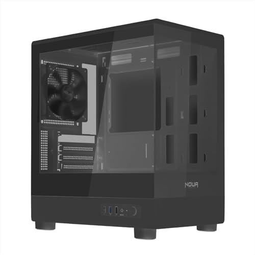 Noua Fobia LK200 - Caja PC Gaming Micro-ATX, Ventilador Negro de 120 mm, Torre Micro para Ordenador, Doble Cristal Templado panorámico, Negro