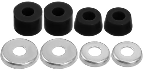 Totority Kit de Amortiguadores para Patineta de Pu Negro, Cojines y Bujes Antivibración para Longboard, Elevadores de Ejes para Skate, Arandelas de Repuesto, Adecuado para Mantenimiento