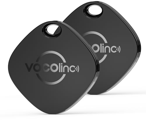 VOCOlinc Tag 2 Paquetes, Buscador de Objetos Bluetooth Tracker Compatible con Buscar Apple (Sólo iOS, NO para Android), Localizador para Llaves, Carteras, Equipajes, Baterías Reemplazo