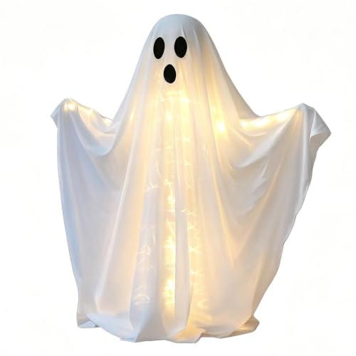 Halloween Spökdekoration för Skräckinjagande Vit Upplyst Dekoration | Söt Spöke Prydnad För Eldstadsplatser Helg Fest Kontorslokaler Rumsutrymme Skolhus Hemsökt Hus Dörröppningar