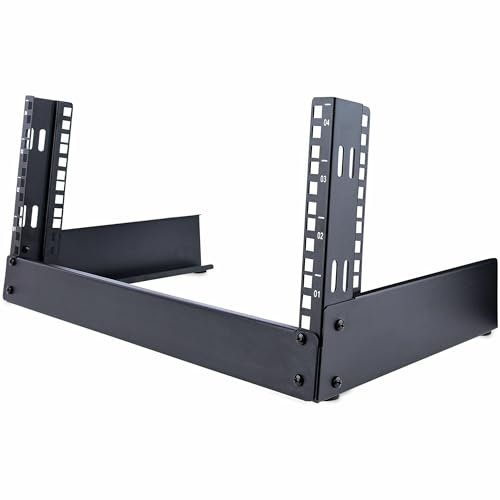 StarTech.com Rack à Cadre Ouvert 4U 19 - Rack Réseau Autoportant à 2 Montants pour Panneaux de Brassage/Données, Matériel Audiovisuel/IT/Com/Studio - Max 30kg, avec Écrous et Vis de Cage (RK4OD)