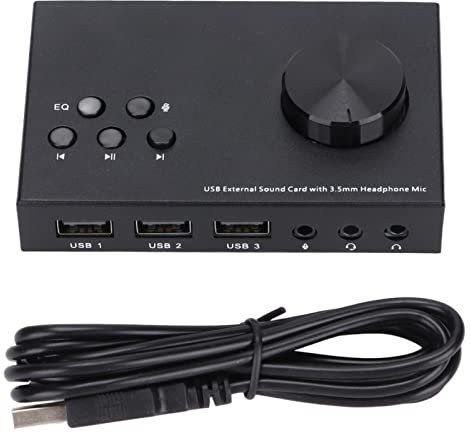 Tarjeta De Sonido Externa USB Estéreo, Interfaz De 3,5 Mm Diseño Multimodo Adaptador De Audio De Conversión De Sonido Con Ecualizador Múltiple, Adaptador De Sonido USB Convertidor De 3,5 Mm Tarjeta De