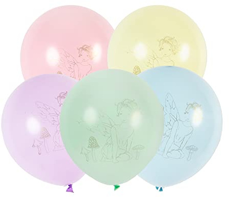 Talking Tables Paquete de 12 Globos Pastel | Decoraciones de Fiesta de Hadas para cumpleaños de niños, día de la Madre, jardín | Hecho de látex con diseño Impreso y Cinta para adjuntar Aire o Helio,