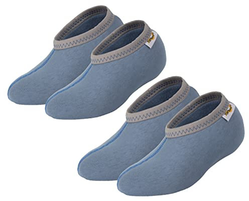 Stiefelsocken, 1 oder 2 Paar, Gummistiefelsocken mit Nässeschutz und ANTI-LOCH-GARANTIE für Damen, Herren u. Kinder (Blau/Kinder100% Baumwolle - 2 Paar, 23-24)