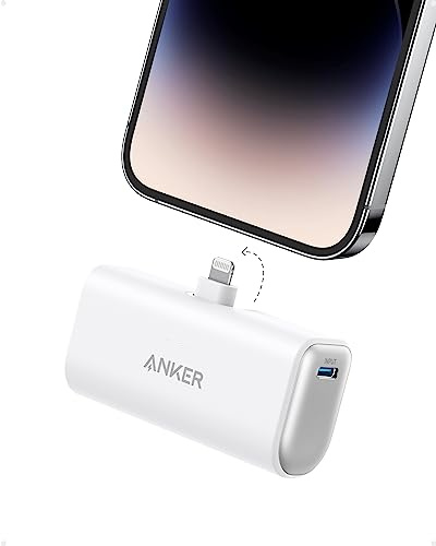 Anker Power Bank, 621 Power Bank with Built-In Lightning Connector, 5,000mAh MFi Certified 12W Portable Charger, Compatible with iPhone 14/14 Pro/14 Plus/14 Pro Max, iPhone 13 and 12 Series