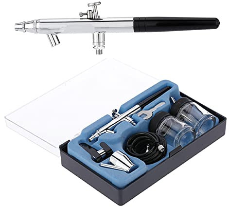 0,35 mm dubbelverkande set med airbrush pistoler, sifonmatning airbrush sprayfärgverktyg med 22 cc förvaringsburk, för smink, kommersiell konst, tårtdekoration, nagelkonst, fotosäkning,