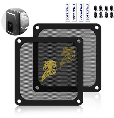YIMATEECO Staubfilter PC Lüfterabdeckungen 120mm mit Magnetischer Rahmen für Computer-Kühlerlüfter, Router, PVC 50 Maschen, PC-Lüfter Kühler Lüftergitter(PVC Gentleman, 120 * 120mm, 2Stü, Schwarz)