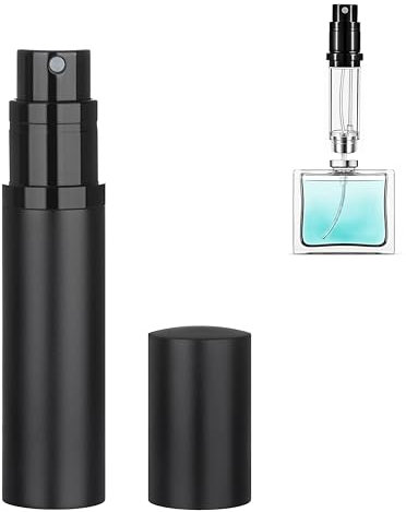 Qavhun Refillable Perfume Atomiser Travel Bottle 1-Pack 5ml Leakproof Luxury Travel Perfume Refillable Bottle, Portable Fragrance Atomiser (Black - 1)