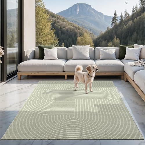 the carpet Santo Plus - Hochwertiger Outdoor Teppich, Passend für Wohnzimmer, Schlafzimmer und terrasse, Wetterfest, langlebig und pflegeleicht, Grün-Plus3, 80 x 250 cm