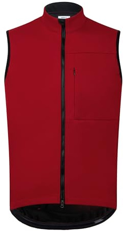 RISESBIK Men's Thermal Fleece Cycling Vest Windproof Waterproof Outerwear Cycling Jersey Bike Gilet Sleeveless Bicycle Jacket (Red, XL)