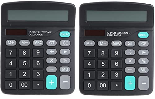 2 st 12-siffriga displayskrivbord miniräknare dubbel effekt kontor miniräknare med stor display bärbara redovisningsverktyg för grundläggande beräkningar