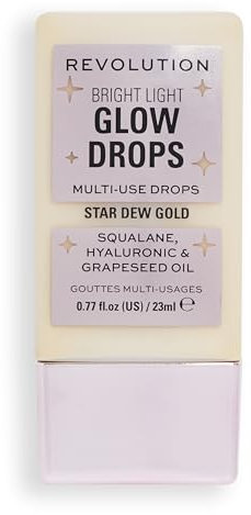 Makeup Revolution, Bright Light Glow Highlighter Drops, illuminierendes Finish, Golden Star Dew, 23ml