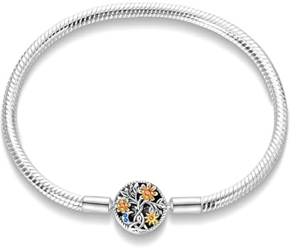 Pandach Pulsera de Mujer plata 925 Compatible con Abalorios, Serpiente Pulsera Compatible con Pandora Abalorios