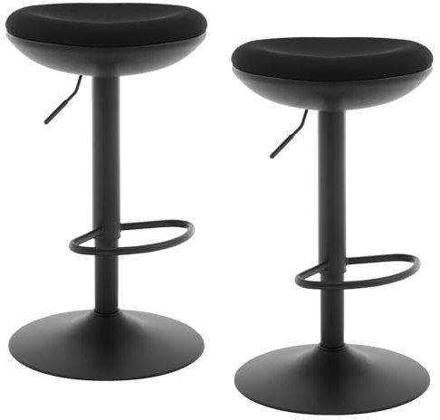 WOLTU Barhocker 2er Set, Hocker höhenverstellbar drehbar, Barstuhl Tresenhocker Bistrohocker, Drehhocker mit Fußstütze Metallgestell, für Bar Kücheninsel, Netzgewebe, Schwarz, BH414sz-2