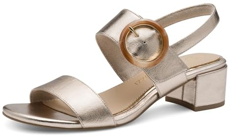 MARCO TOZZI Sandali da donna con tacco con chiusura in velcro elegante, platino, 38 EU