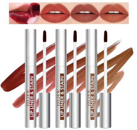 3 Colors Peel off Lip Stain Tattoo, Peel Off Lip liner Tattoo with Matte Finish, Infused with Vitamin E, Tattoo Lipstick Long Lasting Plump Lip Makeup Gift for Women