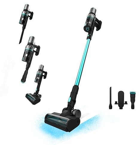 Cecotec Aspiradora Escoba sin Cable Conga Rockstar 2500 Thunder Powerhead. 400W, 120AW, Autonomía 65mins en Modo Eco, Cepillo Antienredos, Tubo Rígido, Accesorio 2 en 1 Muebles y Accesorio Esquinas