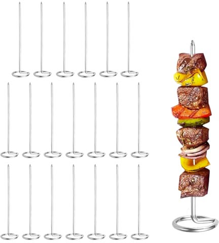 20pcs Vertical Kebab Metal Skewers - Metal Skewers for Air Fryer Oven, Reusable Stainless Steel Kebab Sticks, BBQ Sticks Chicken Spike, Barbecue Accessories