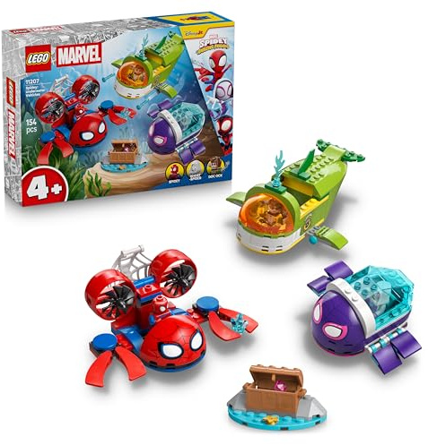LEGO ǀ Marvel Spidey: Underwater Vehicles - SuperHero Toy w/ 3 Submarines & 3 Minifigures - Gift for 4+ Year Old Boys and Fans of the Spidey and his Amazing Friends Show - 11207