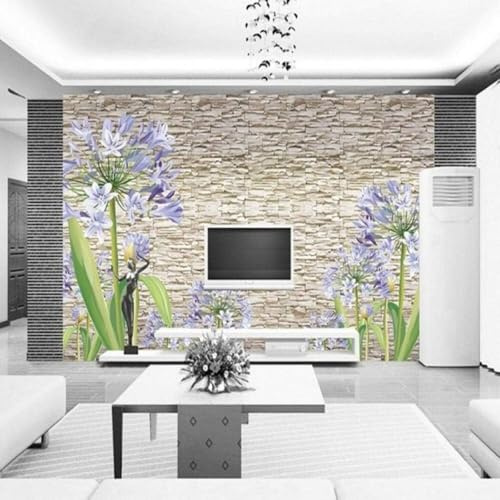 Fresco Colorido Lavanda Retro Pared De Ladrillo 3D Papel Pintado Tapiz Textura de Seda Oficina Comedor Sofá Dormitorio Sala Estar TV Fondo Pantalla-200cm×140cm