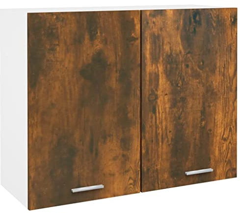 ZQQLVOO Armario Colgante Lyon de Roble Ahumado 80x31x60 cm con Estructura de Madera de Ingeniería - Gabinete de Pared para Cocina con Dos Puertas y Amplio Espacio de Almacenamiento