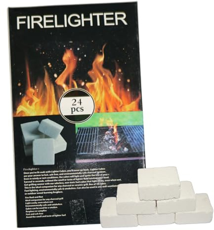 24 Cube Natural Fire Starters for Outdoor, fire Starter, for Fireplace, Campfire, Charcoal Grill, Wood Stove, Indoor and Outdoor Use,White