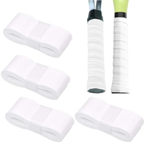 LACHT 4 Grip Per Racchetta, Versione Aggiornata, Appiccicoso, Assorbente, Morbido, Durevole, Grip Di Ricambio Per Racchetta - Per Padel, Tennis, Badminton, Squash, Pickleball. （Bianco）