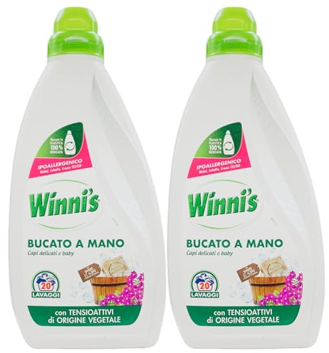 2x Detersivo Per BUCATO A MANO, Ideale Per Capi Delicati e Baby, Ipoallergenico. Con Tensioattivi Di Origine Vegetale, 20 Lavaggi 750ml